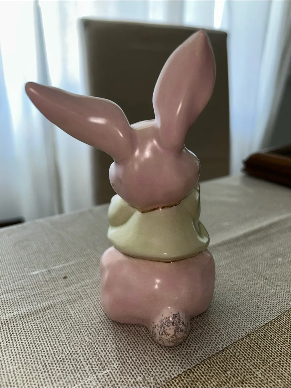 Vintage Mid Century Pink Bunny Figurine